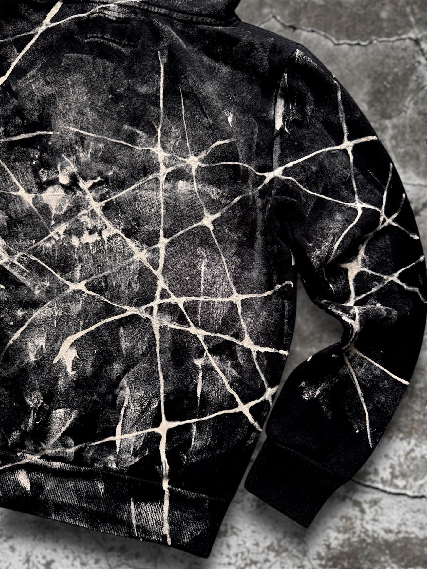 “Webs” hand painted black hoodie