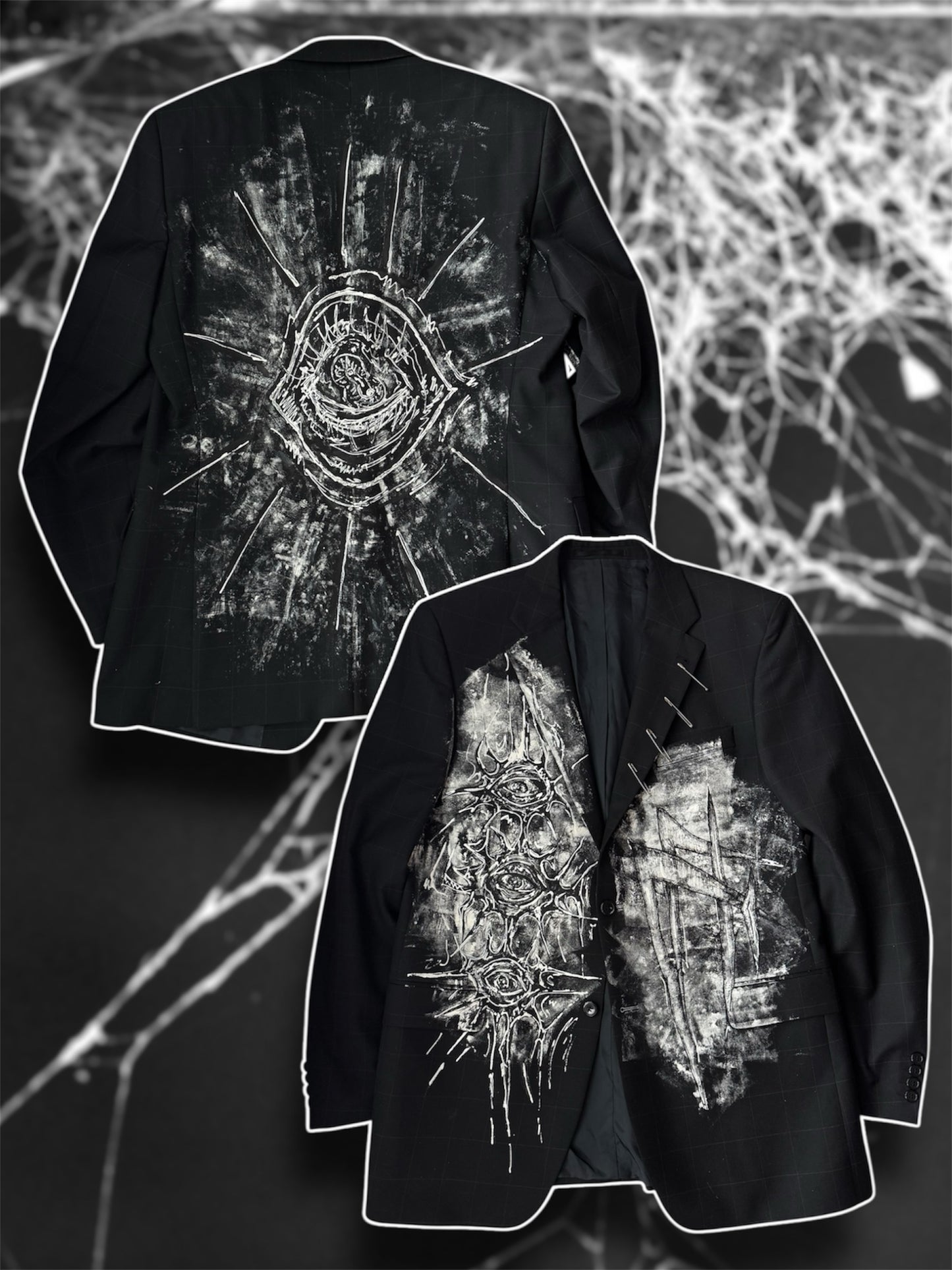 “Eyepocalypse” hand painted blazer