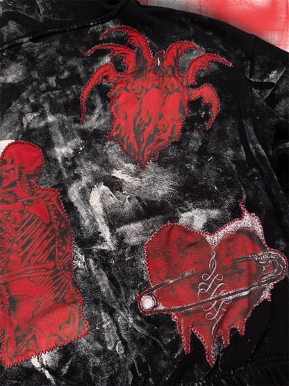“Bleeding angels” upcycled black hoodie