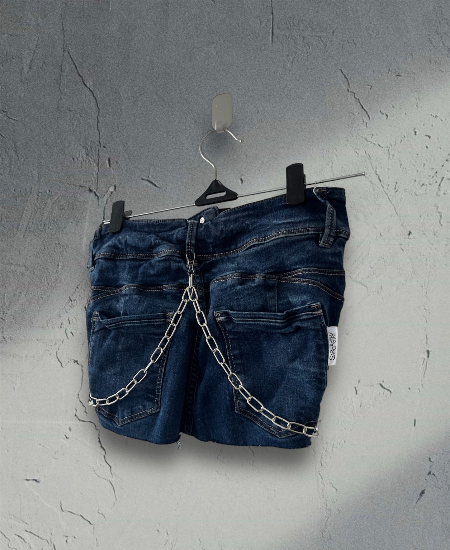 Denim top with chains