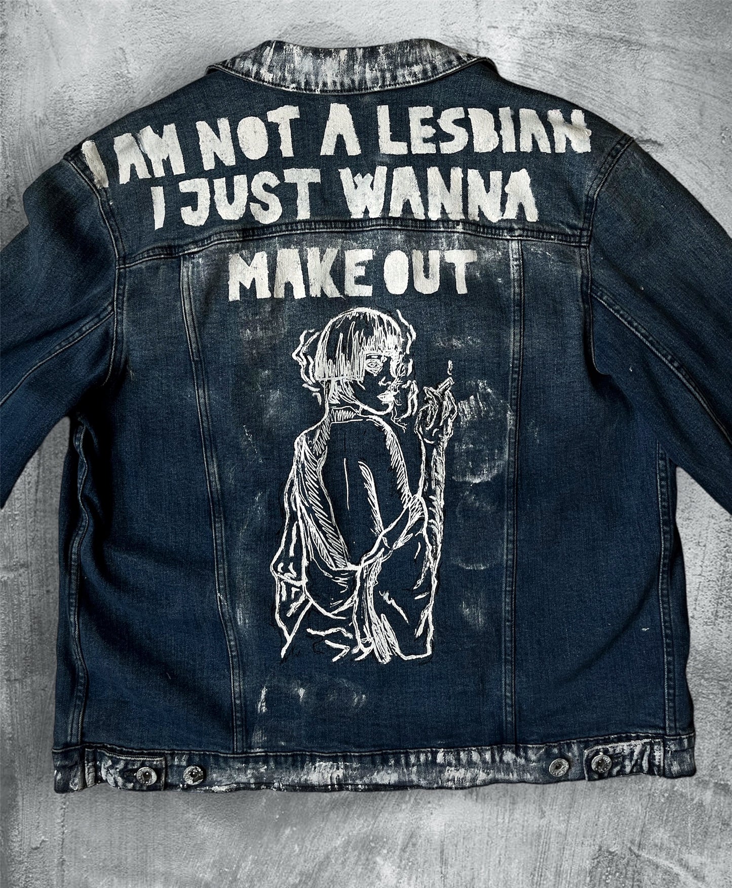 “Make out” denim jacket