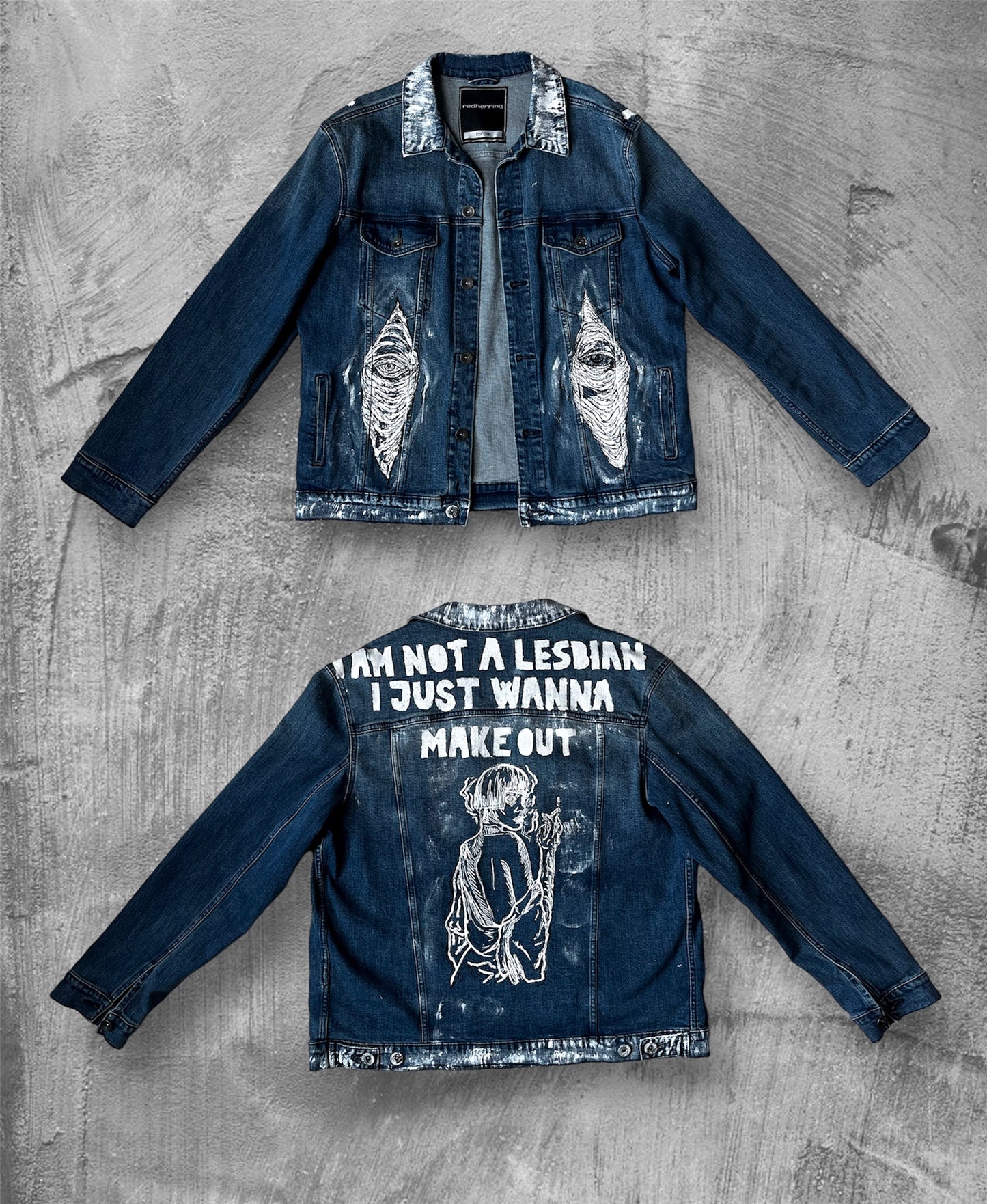 “Make out” denim jacket