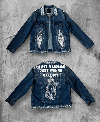 “Make out” denim jacket