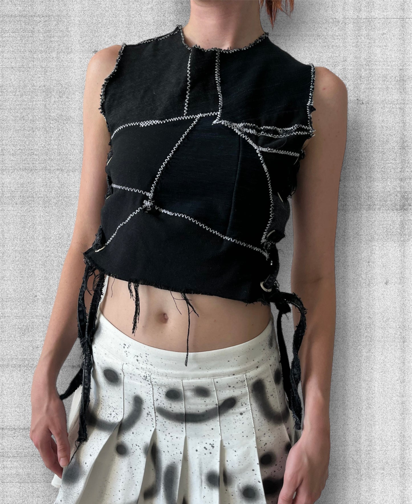 Black denim crop top