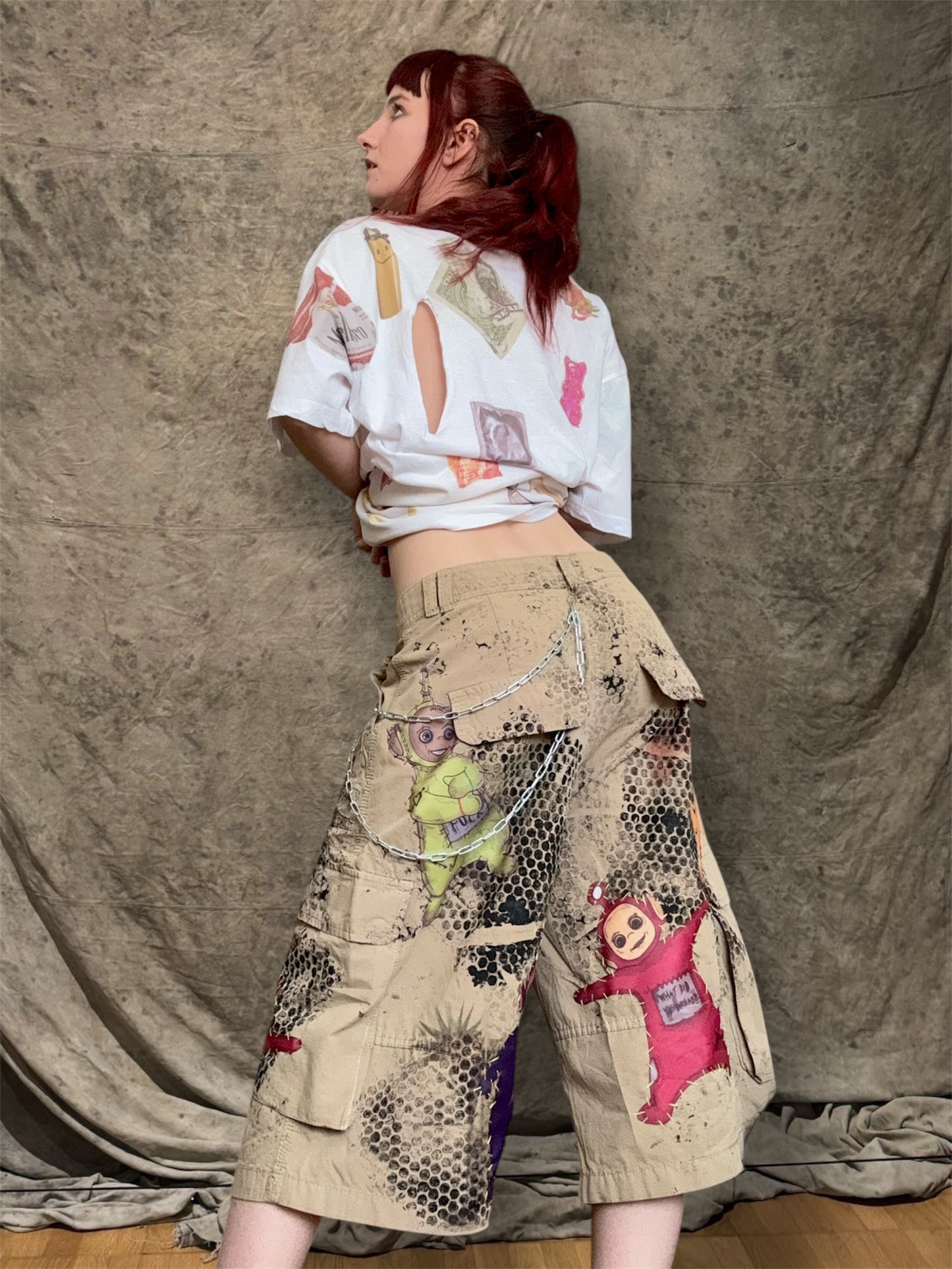 Teletubbies 1/1 upcycled jorts