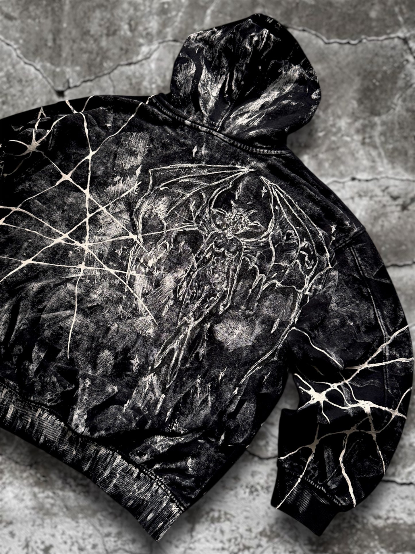 “Mouthball” hand painted black hoodie