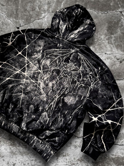 “Mouthball” hand painted black hoodie