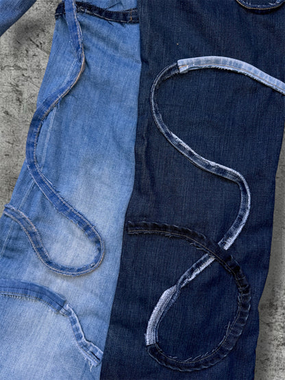 Baggy wide leg jeans with stripes