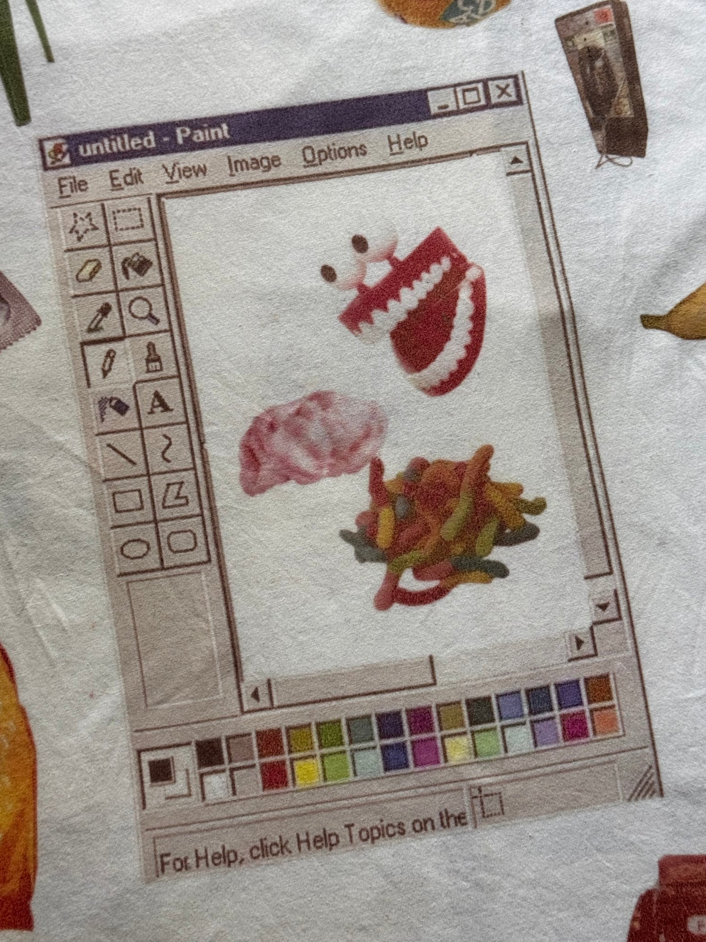 “Lunch” 1/1 upcycled white T-shirt