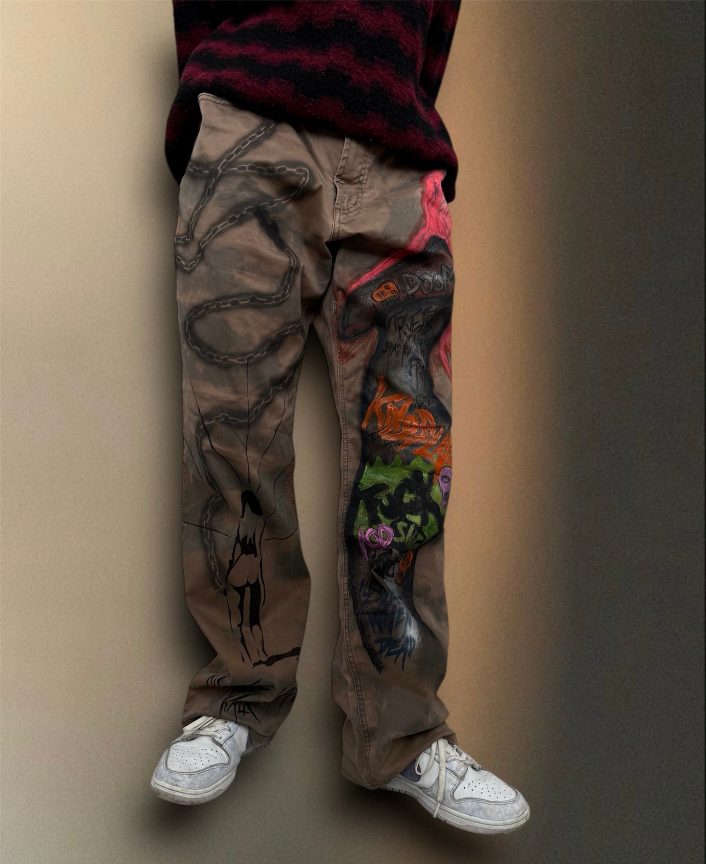 “Kiss the ground” hand painted trousers