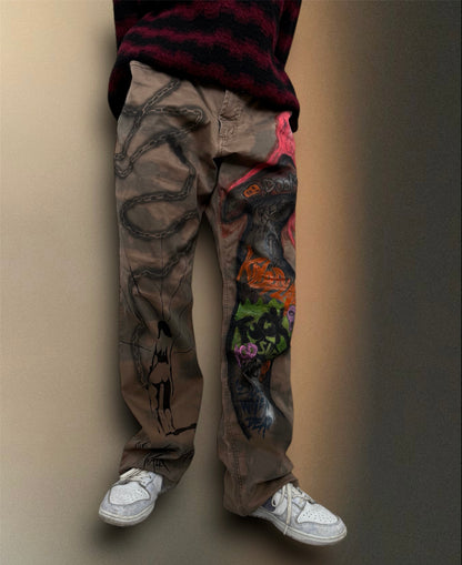 “Kiss the ground” hand painted trousers