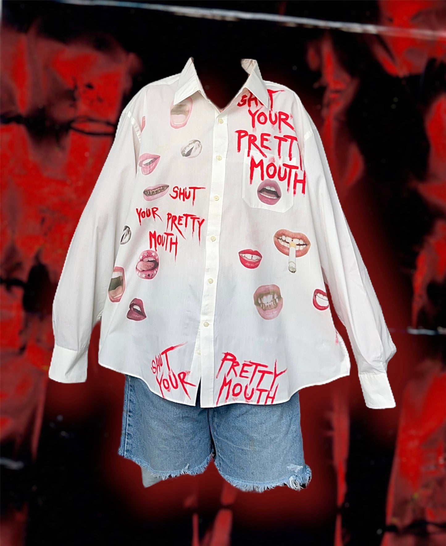 “SHUT YOUR PRETTY MOUTH” white shirt