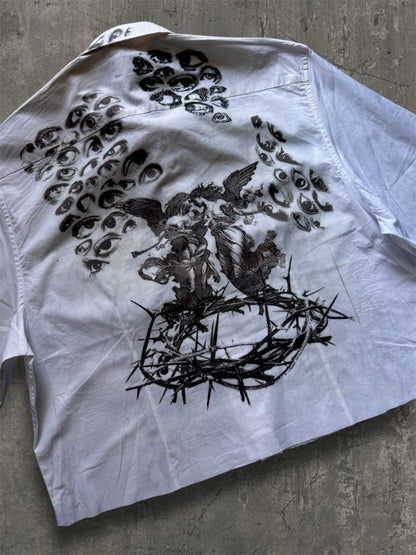 “Keeper” 1/1 cropped white shirt