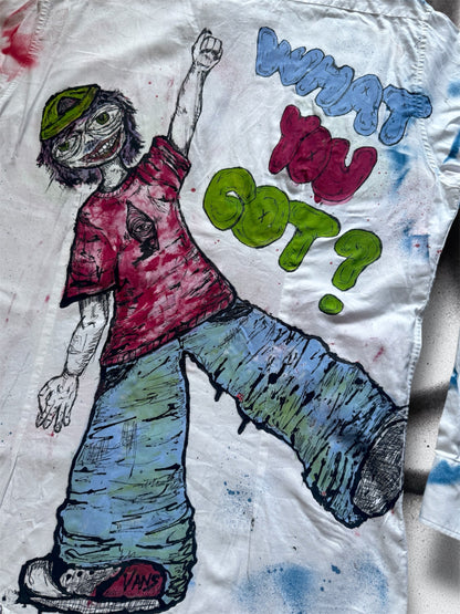 “What you got?” Handpainted shirt