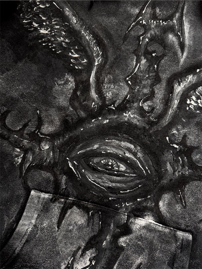 “Eye contact” hand painted black hoodie