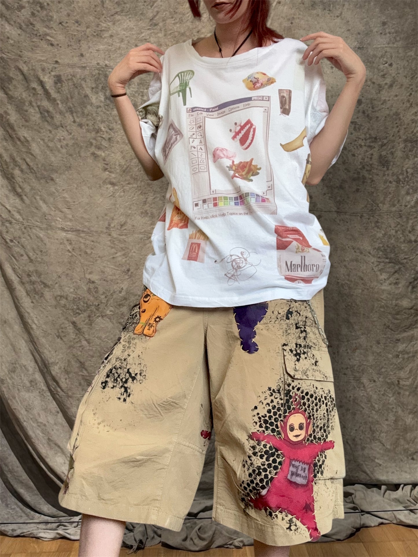 Teletubbies 1/1 upcycled jorts