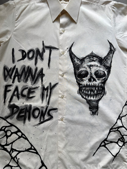 “FACING DEMONS” painted shirt