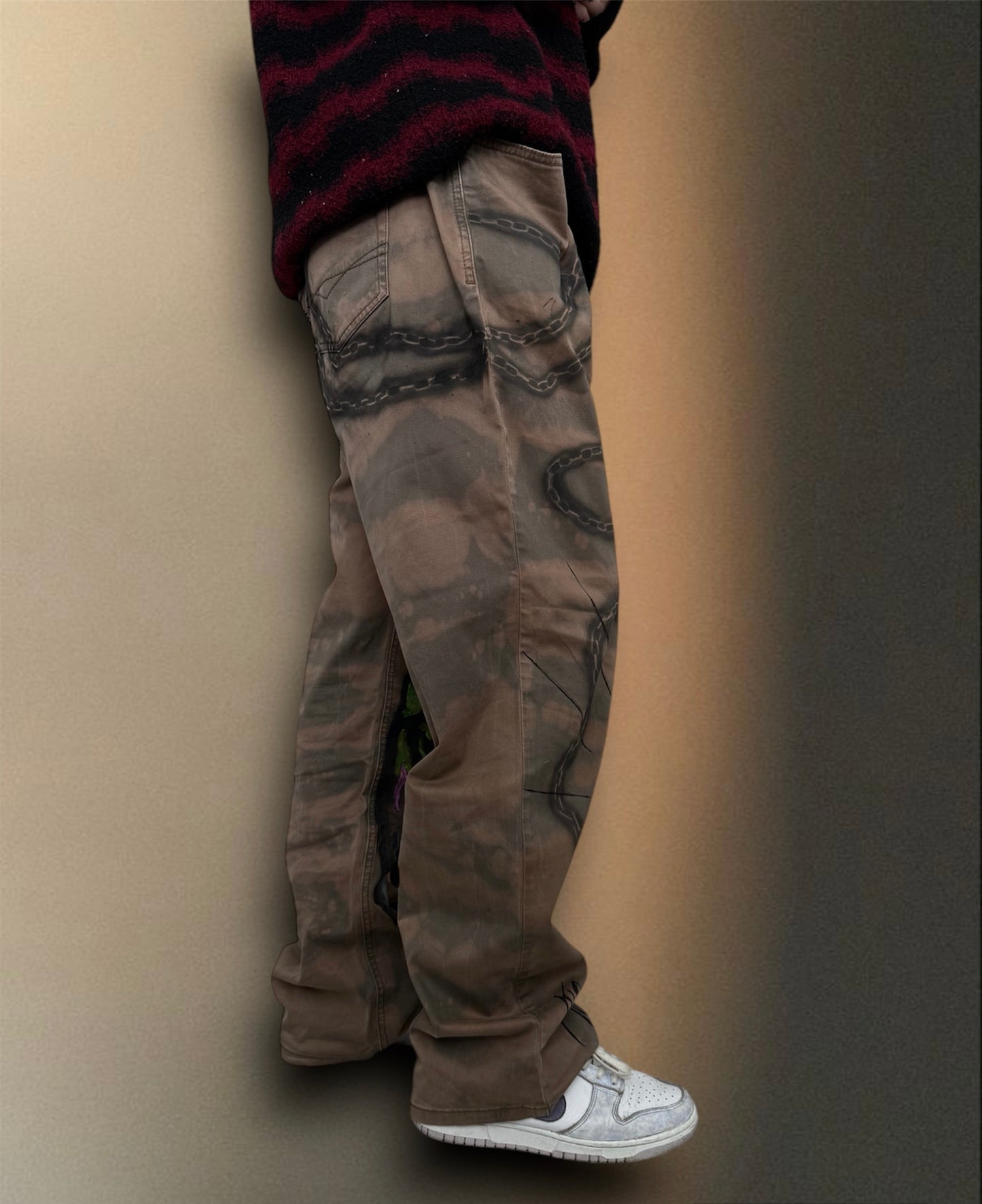 “Kiss the ground” hand painted trousers