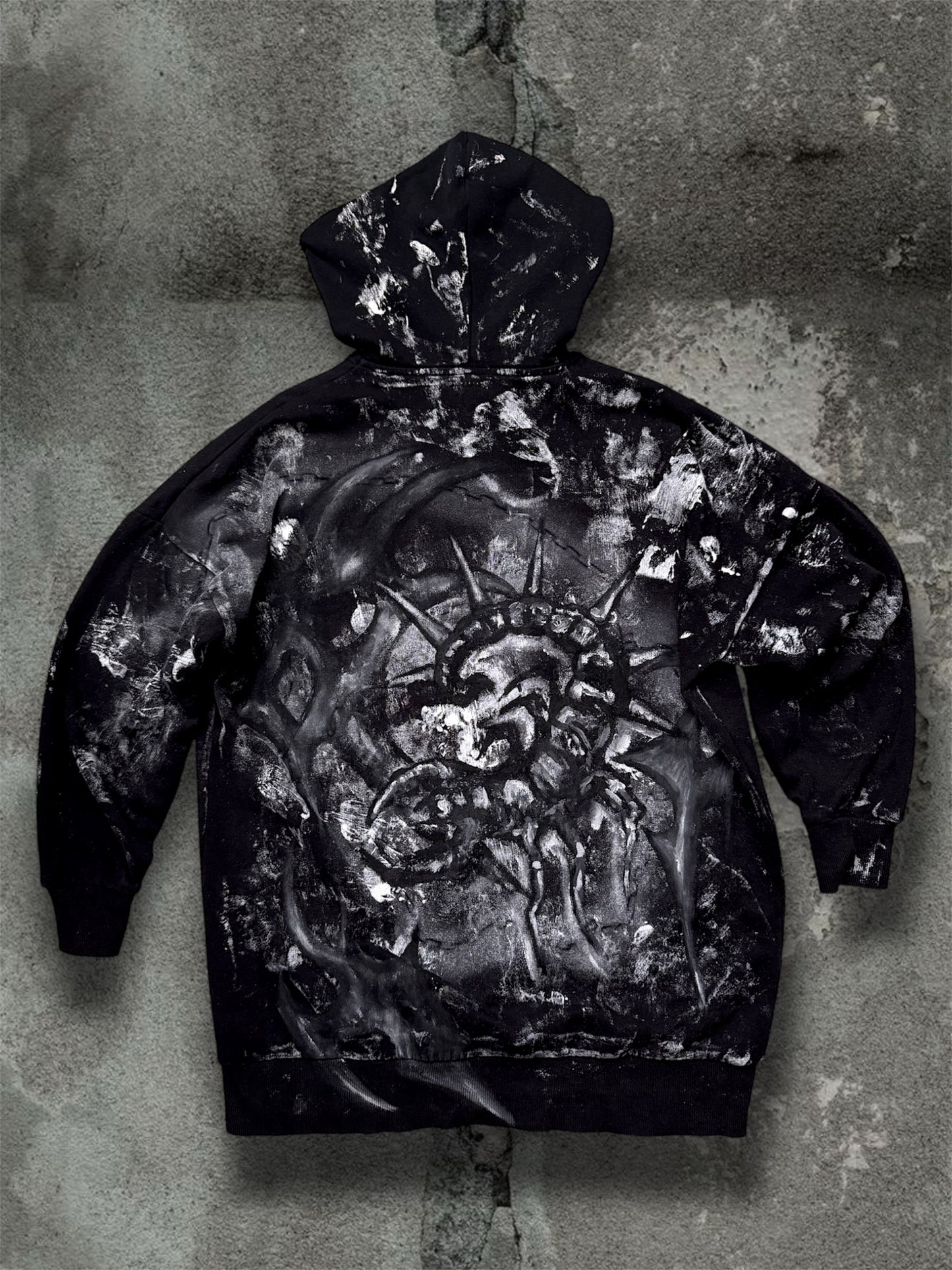 “Soul view” hand painted black hoodie