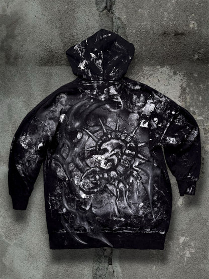 “Soul view” hand painted black hoodie