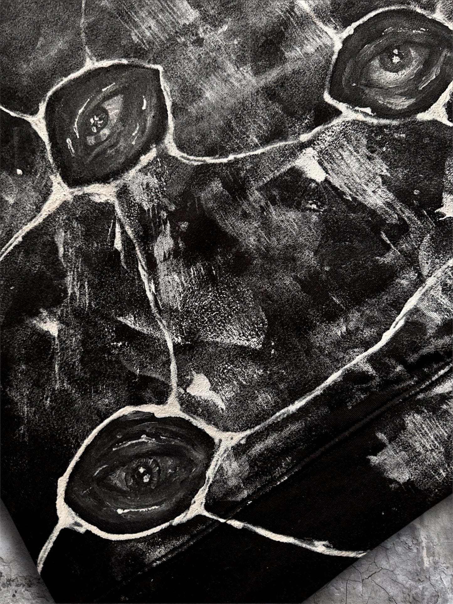 “Eye contact” hand painted black hoodie