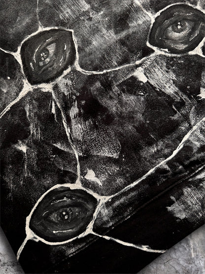 “Eye contact” hand painted black hoodie