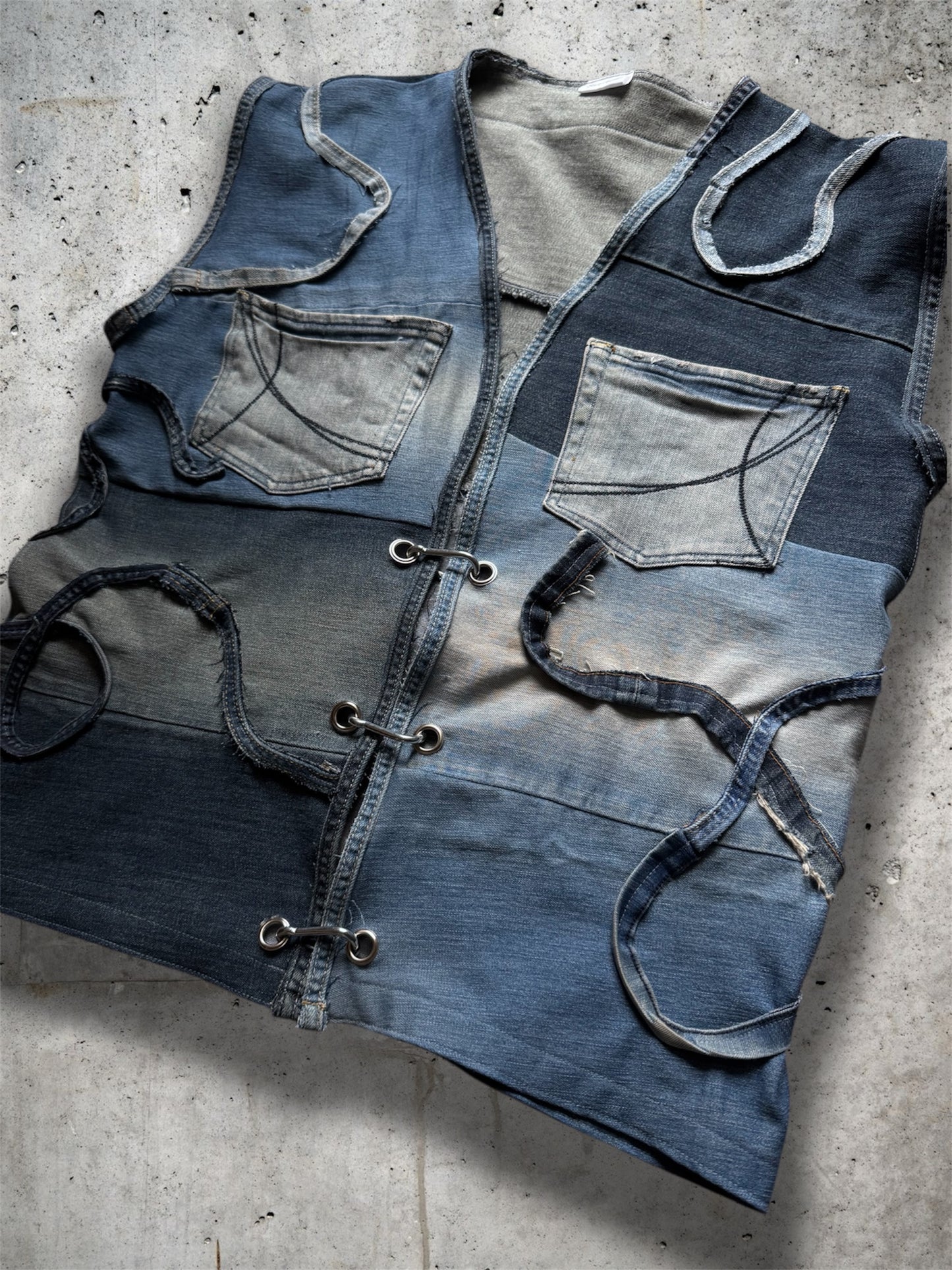 Repurposed blue denim vest