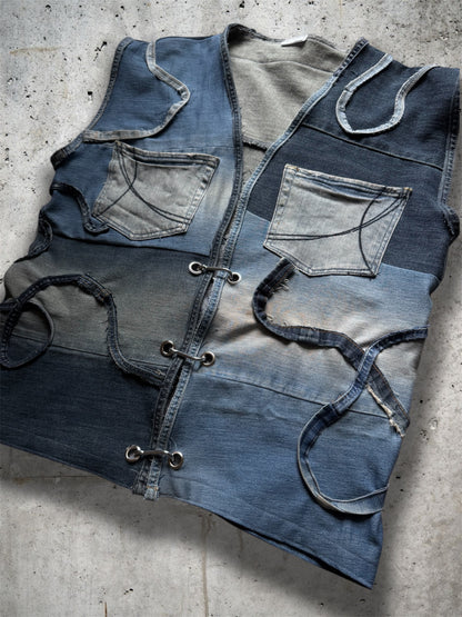 Repurposed blue denim vest
