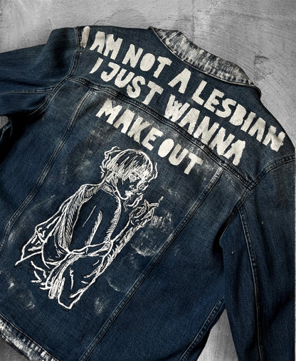 “Make out” denim jacket