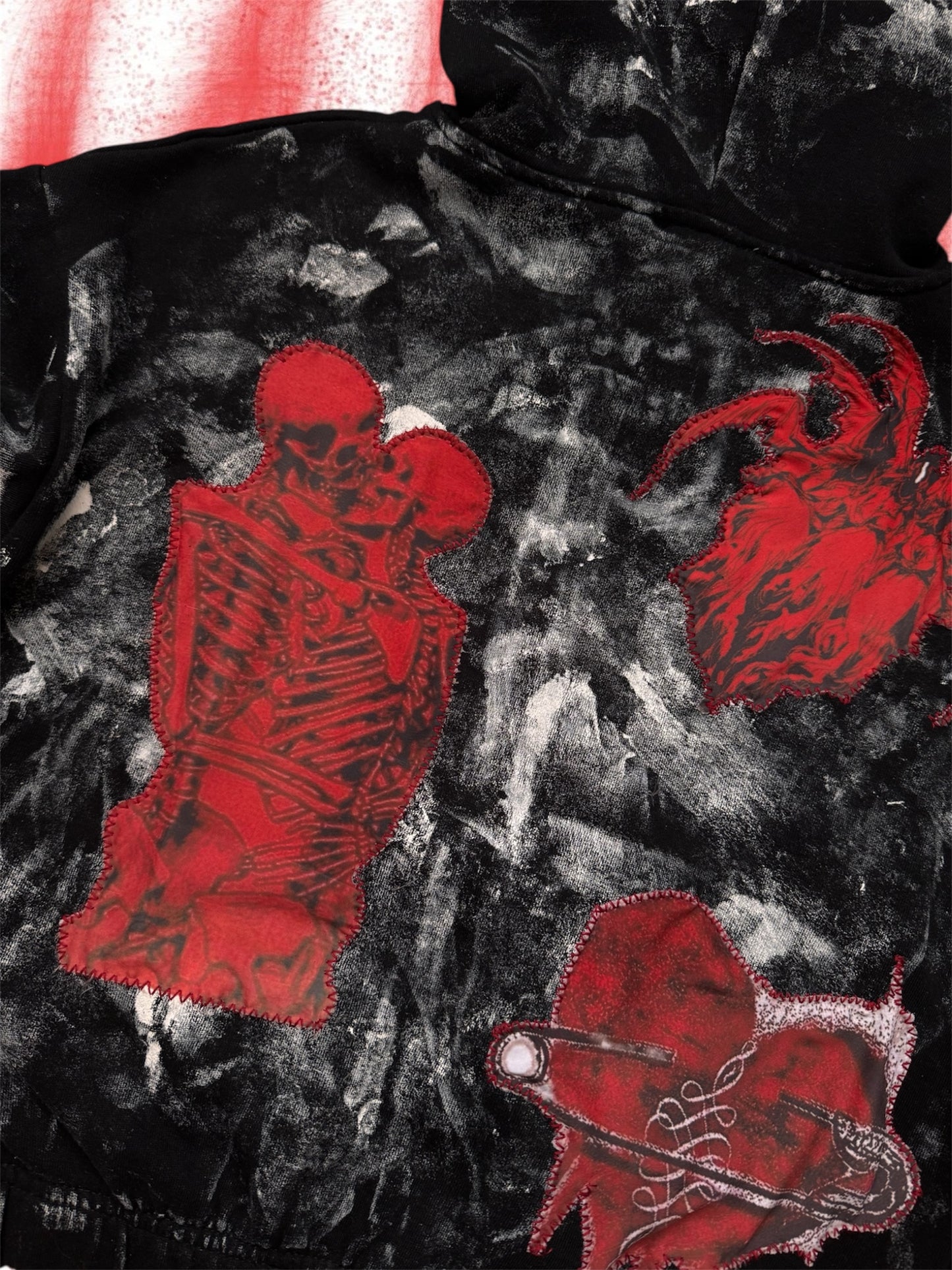 “Bleeding angels” upcycled black hoodie