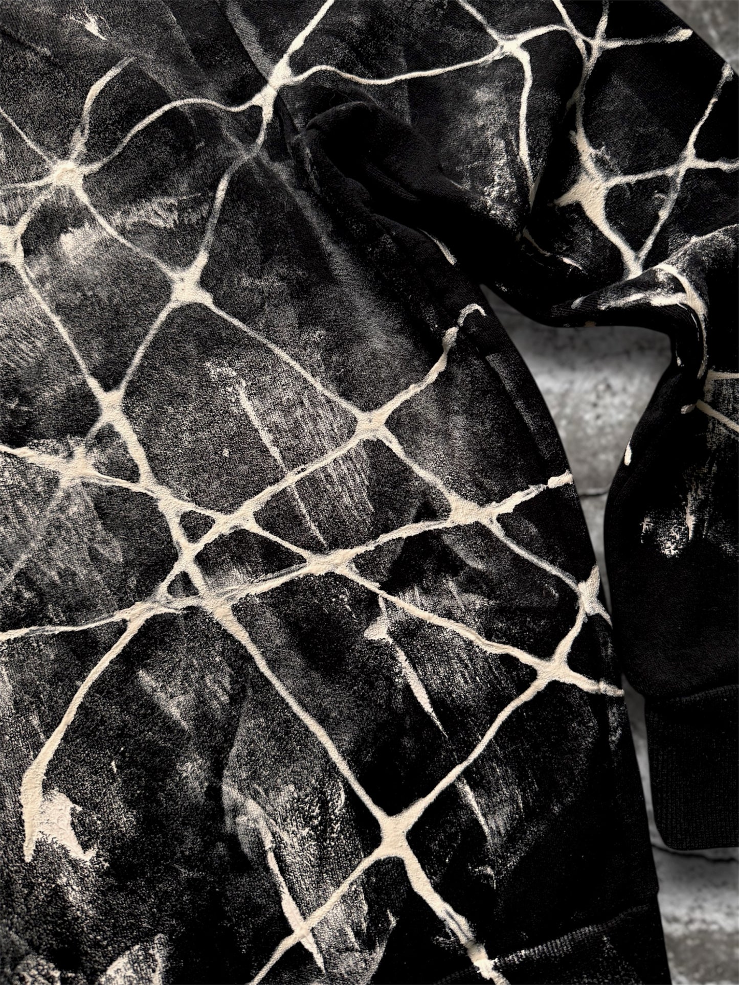 “Webs” hand painted black hoodie
