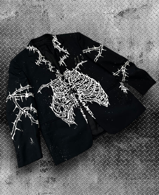 Unisex blazer with ribs and spine