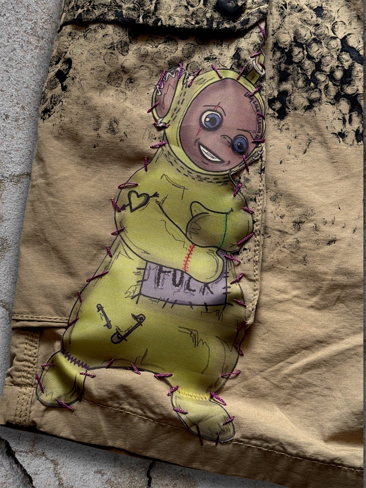Teletubbies 1/1 upcycled jorts