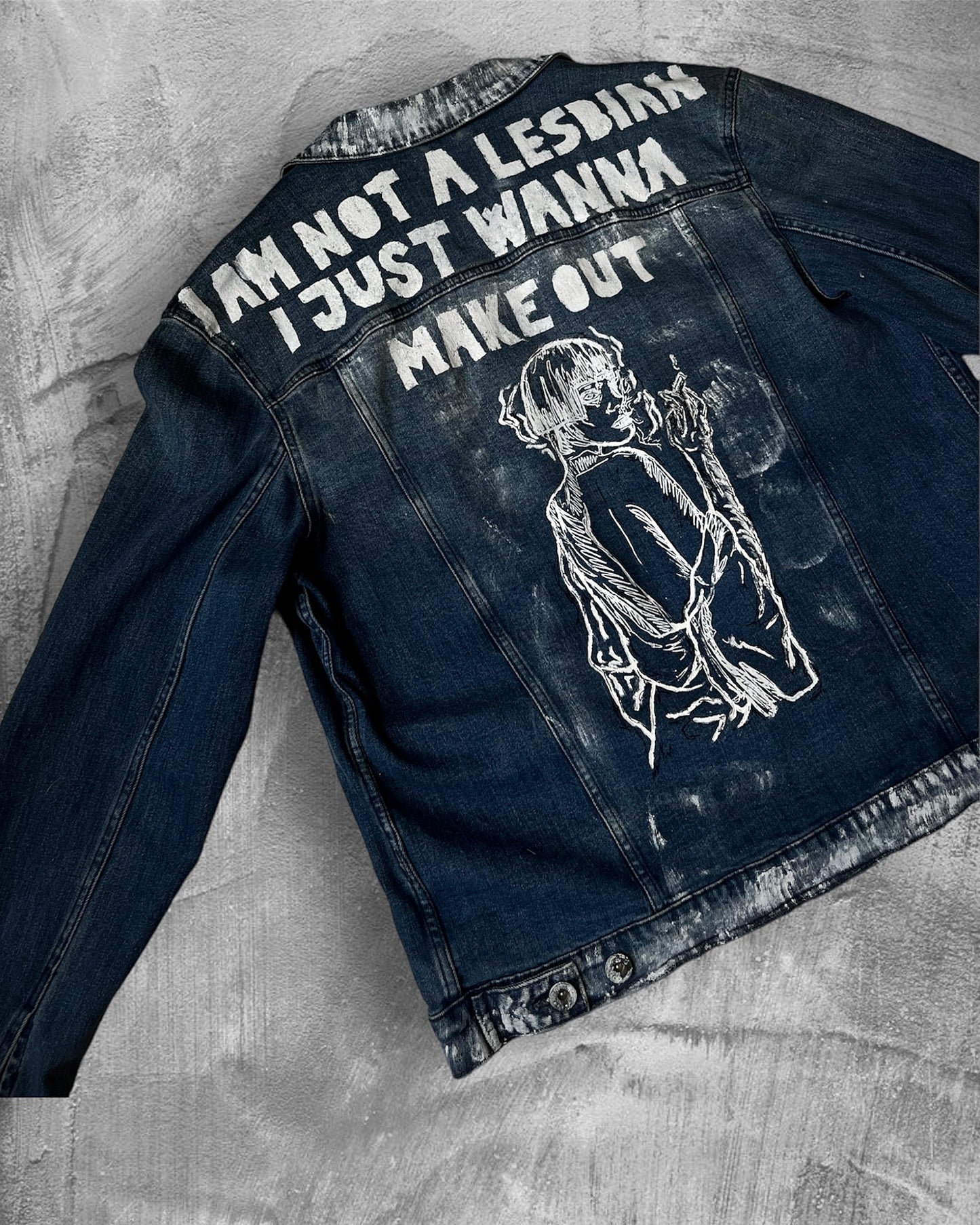 “Make out” denim jacket