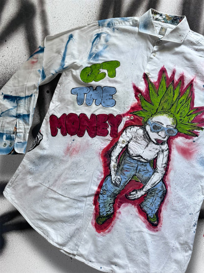 “What you got?” Handpainted shirt