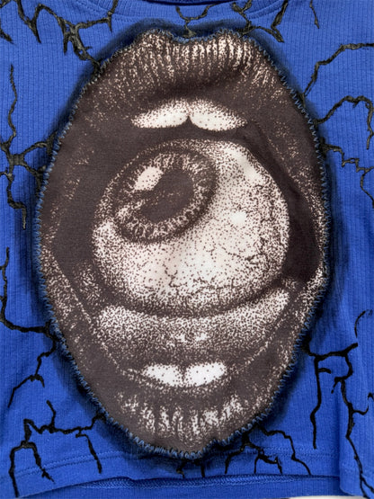 Blue crop top with eye design