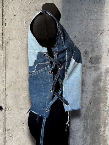 Upcycled denim top