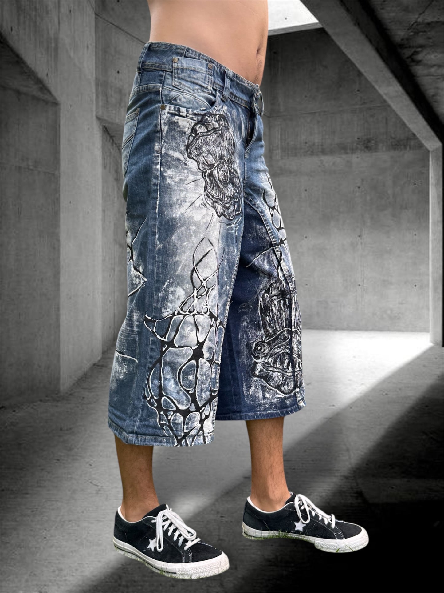 “Shelly” 1/1 hand painted jorts