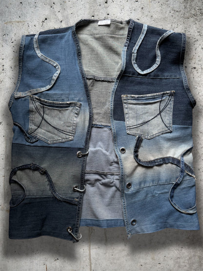 Repurposed blue denim vest