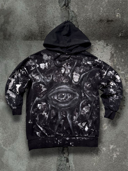 “Soul view” hand painted black hoodie
