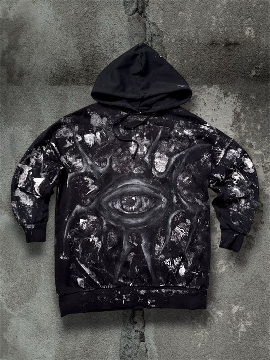 “Soul view” hand painted black hoodie