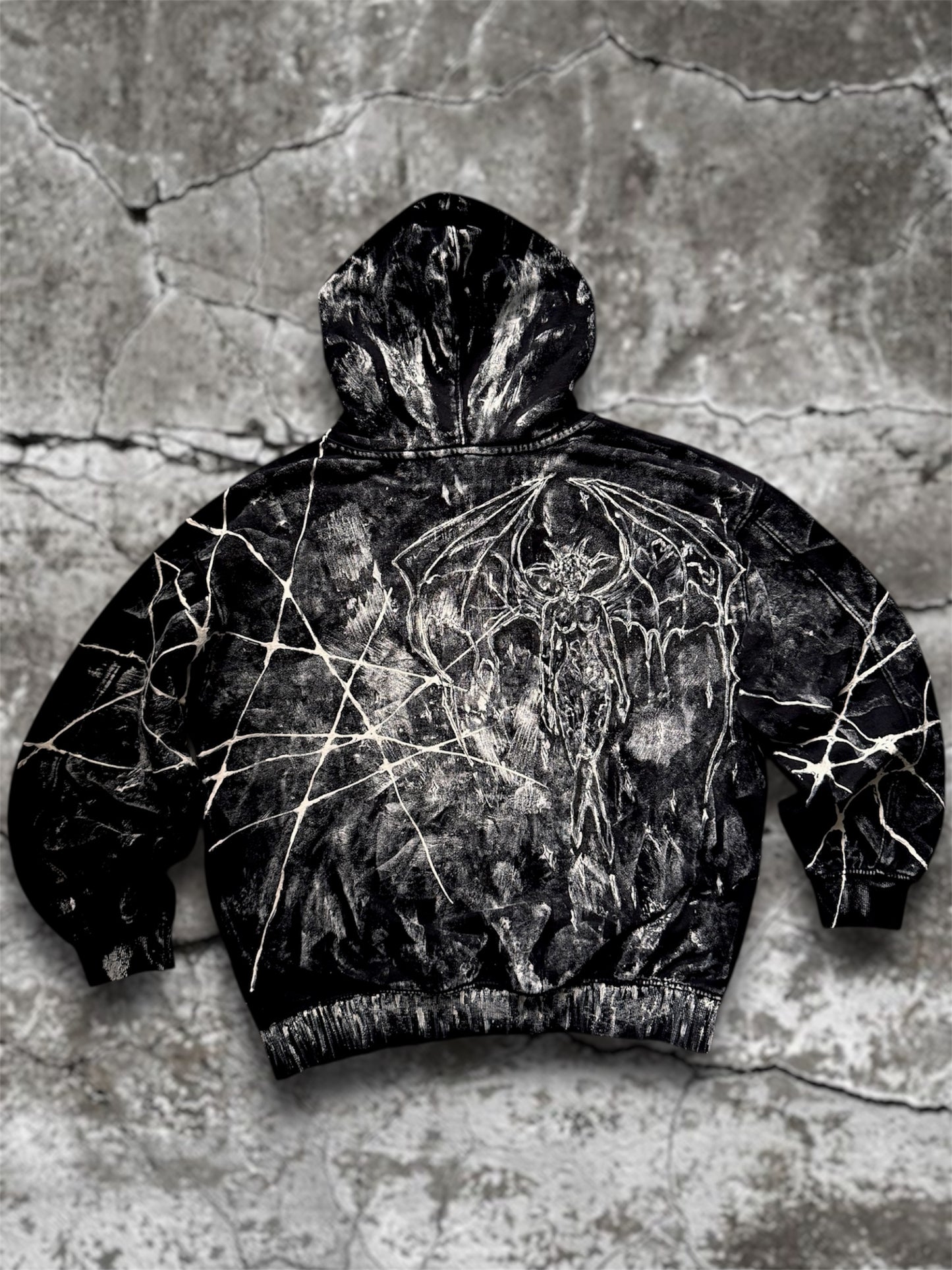 “Mouthball” hand painted black hoodie