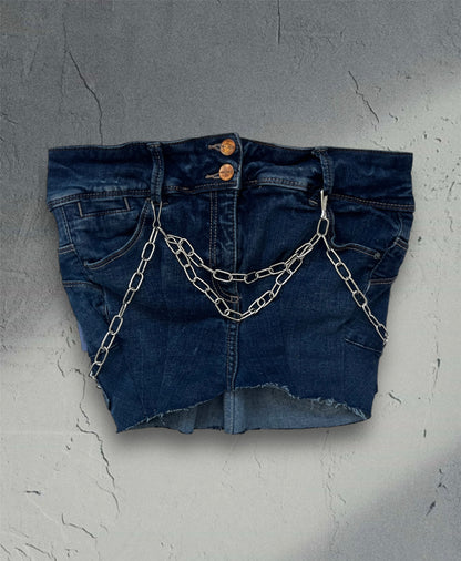 Denim top with chains