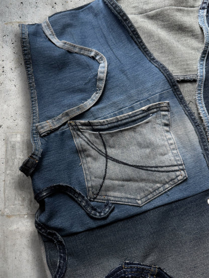 Repurposed blue denim vest
