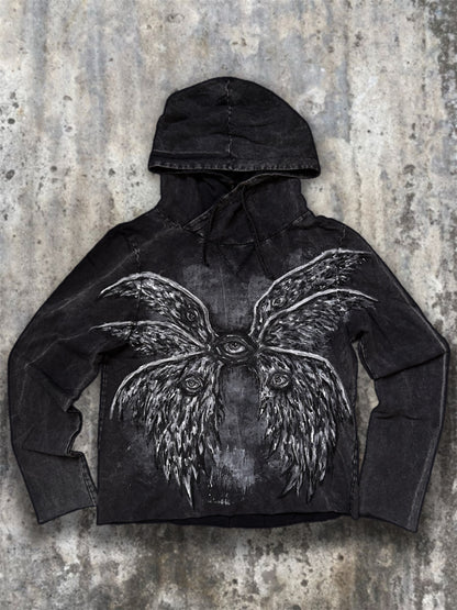 “Lili” dark gray hand painted hoodie