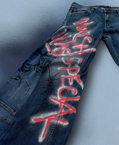 “Special” baggy jeans with art