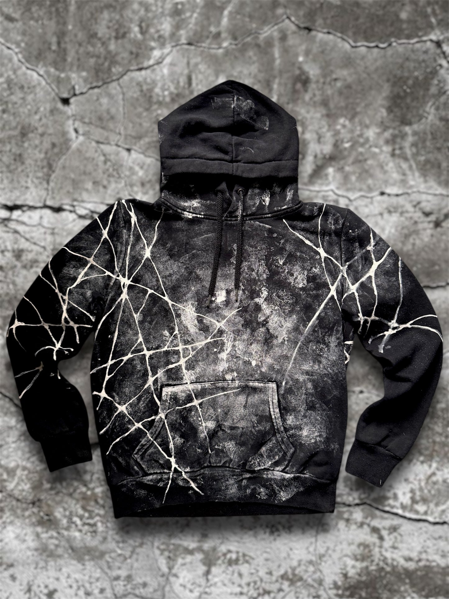 “Webs” hand painted black hoodie