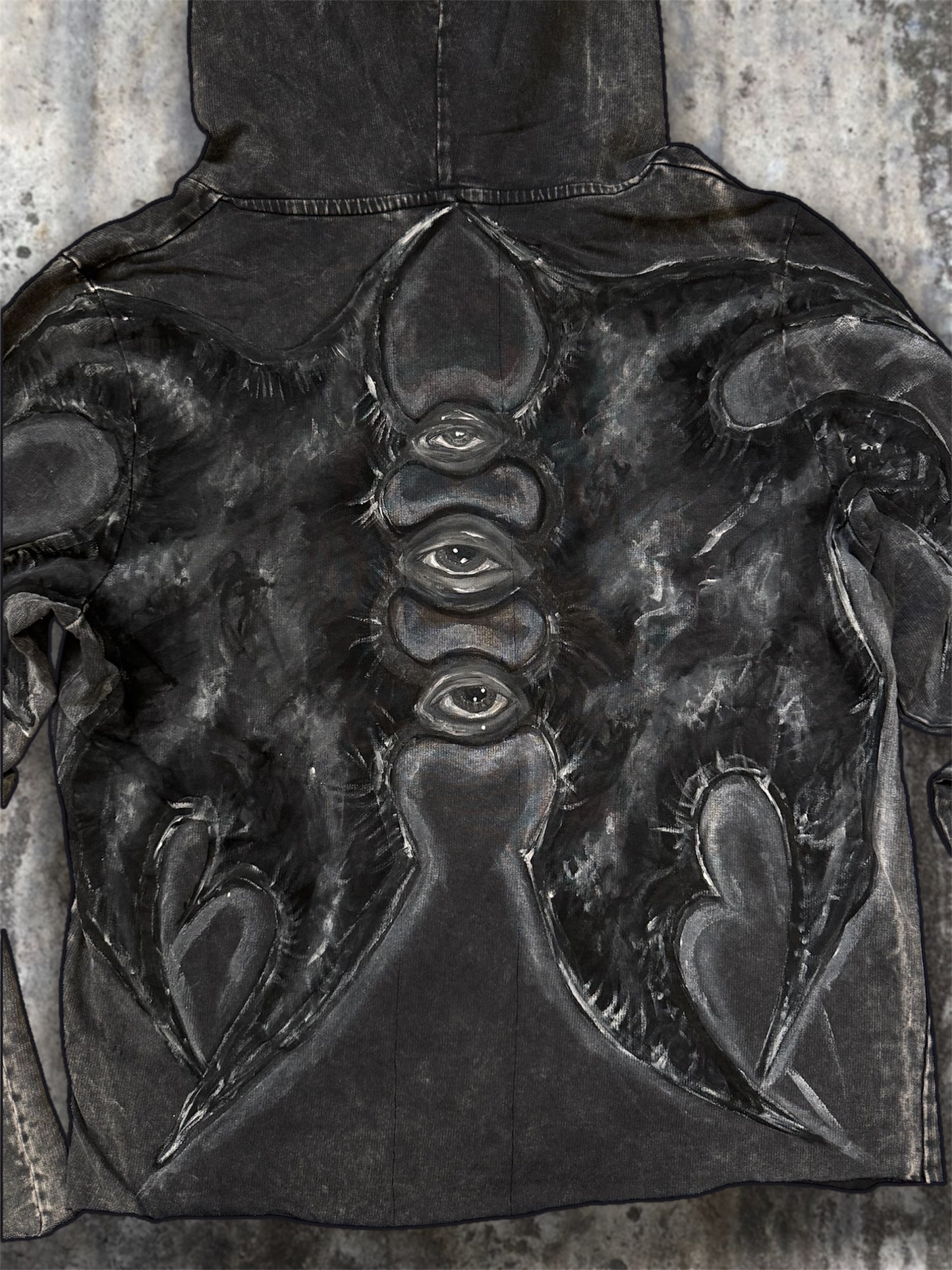 “Lili” dark gray hand painted hoodie