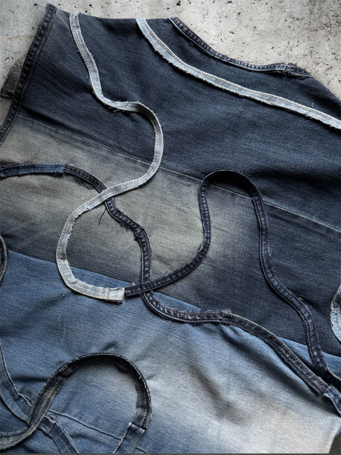 Repurposed blue denim vest