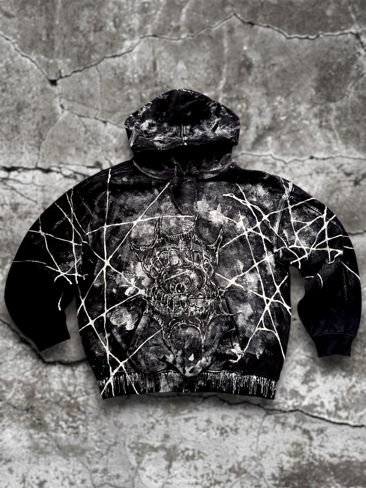 “Mouthball” hand painted black hoodie